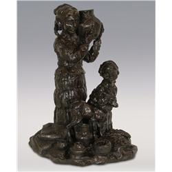 Gary Schildt, bronze, 1975, 13" x 10" x 10", Woman and Child with Goat