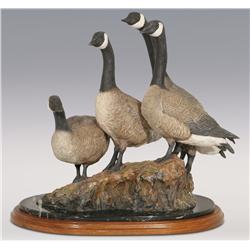 Joe Halko, bronze, 15" x 16" x 10", Gaggle of Four Walking Canadian Geese