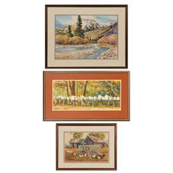 Bill McCusker, three watercolors