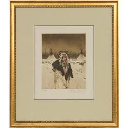 Michael B. Coleman, colored etching