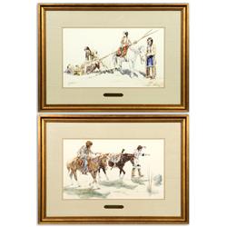 Frank Hagel, two watercolors