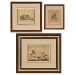 Olaf Wieghorst, three etchings