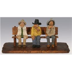 Gene Zesch, wood carving, 6 1/2" x 14" x 7", 1987, The Liar