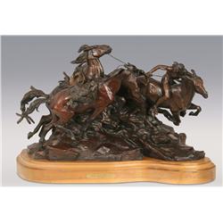 Ken Payne, bronze, 1991, 19 1/2" x 30" x 15", Birth of a Warrior