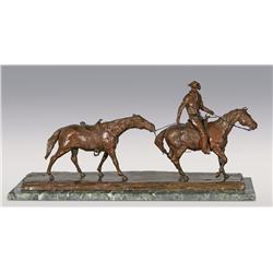 Wolfgang Pogzeba, bronze, 15" x 32" x 9", 1975, Lost Rider