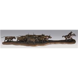 Christy Daniels, bronze, 16" x 103" x 23", A Friend in Need and a Friend in Deed