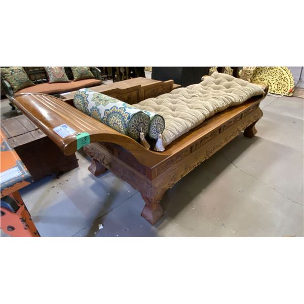 CARVED HARDWOOD ASIAN FAINTING CHAISE LOUNGE SOFA