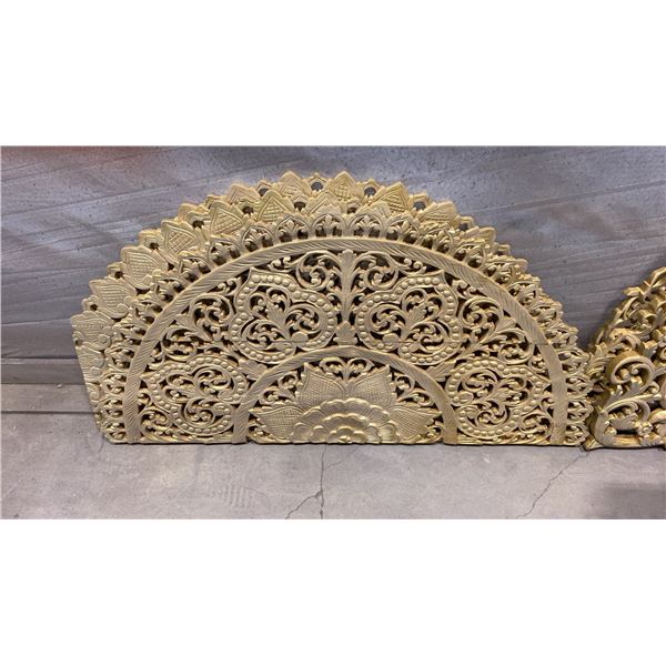 LARGE GROUP OF GOLD PAINTED CARVED WOODEN TRIMS AND SURROUND PIECES