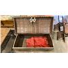 Image 3 : ANTIQUE WOOD WITH METAL BANDING ASIAN STEAMER TRUNK