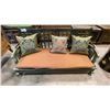 Image 2 : SOLID WOOD CARVED WITH BRASS HARDWARE ASIAN SETTEE/CHILD'S DAYBED