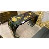 Image 1 : BLACK LACQUER WITH PAINTED FLORAL & WILDLIFE HALL OR SOFA TABLE