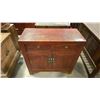 Image 1 : RED STAINED SOLID WOOD ASIAN 2 DRAWER CABINET