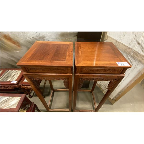 PAIR OF APPROX. 51" TALL CARVED MAHOGANY PLANT STANDS