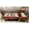 Image 1 : 2PCS. CARVED MAHOGANY WITH MARBLE INSET TOPS COFFEE & END TABLE SET