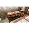 Image 2 : 2PCS. CARVED MAHOGANY WITH MARBLE INSET TOPS COFFEE & END TABLE SET