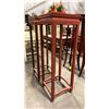 Image 2 : PAIR OF APPROX. 36" TALL CARVED MAHOGANY PLANT STANDS *ONE IS PAINTED FLAT BURGUNDY*