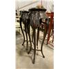 Image 2 : PAIR OF APPROX. 36" TALL CARVED ASIAN DARK WOOD PLANT STANDS W/WHITE MARBLE INSET TOPS