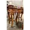 Image 3 : PAIR OF APPROX. 24" TALL CARVED MAHOGANY PLANT STANDS W/PINK MARBLE INSET TOPS