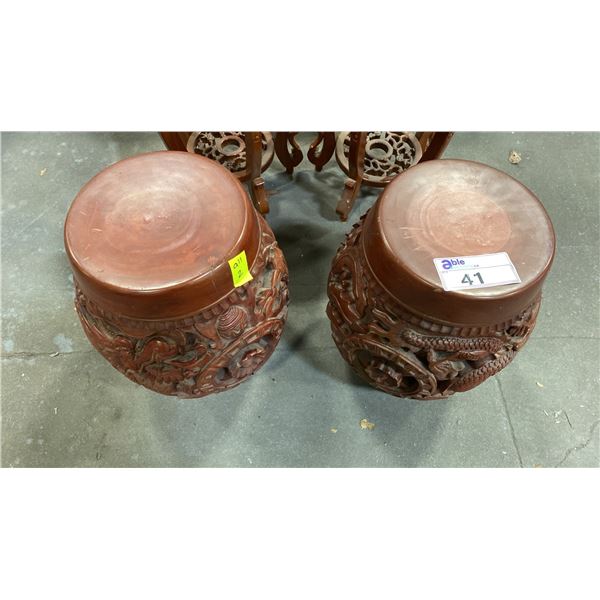 PAIR OF APPROX. 18" TALL MOLDED ASIAN PLANT STANDS