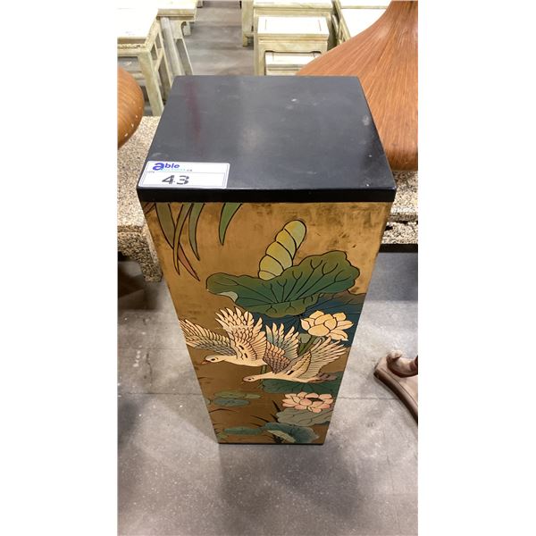 APPROX. 36" TALL LACQUERED FLORAL & WILDLIFE FINISH PLANT STANDS