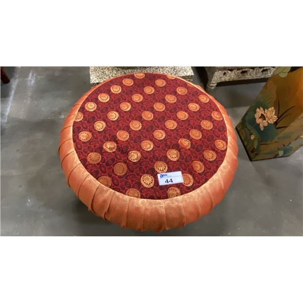 LARGE DECORATIVE ASIAN UPHOLSTERED STOOL