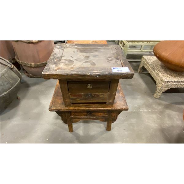 2 SMALL SINGLE DRAWER ASIAN SIDE TABLES