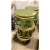 Image 1 : GROUP OF 4 GREEN & GOLD PAINTED ROUND SIDE TABLES