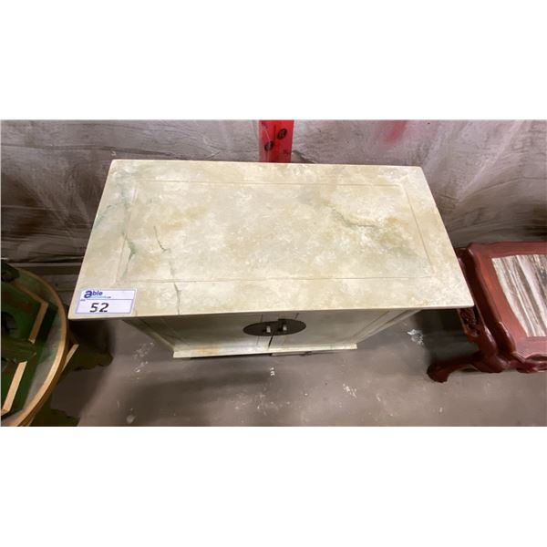 ASIAN 2 DRAWER CABINET WITH PAINTED STONE MOTIF