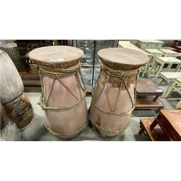 PAIR OF SET DEC PROPS MADE TO LOOK LIKE ASIAN STYLE DRUMS
