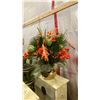 Image 2 : GOLD FINISH CERAMIC PLANTER WITH LARGE BIGHT PLASTIC FLOWER DISPLAY