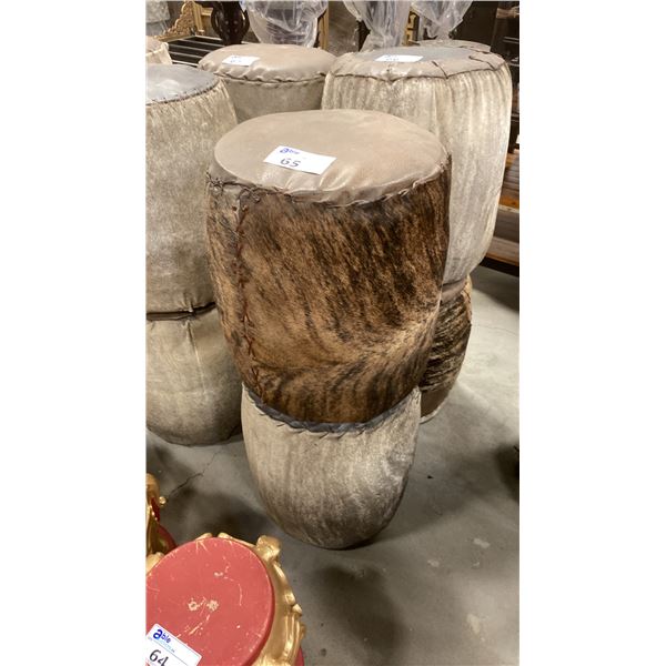 PAIR OF ANIMAL HIDE/LEATHER STOOLS
