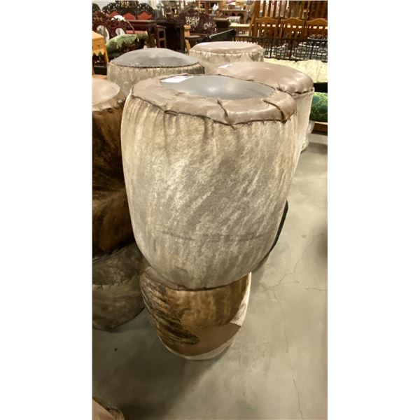 PAIR OF ANIMAL HIDE/LEATHER STOOLS