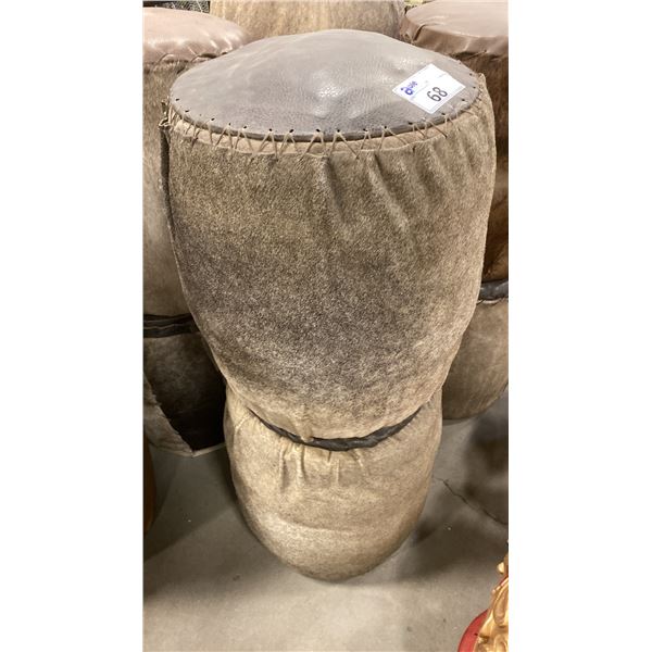 PAIR OF ANIMAL HIDE/LEATHER STOOLS