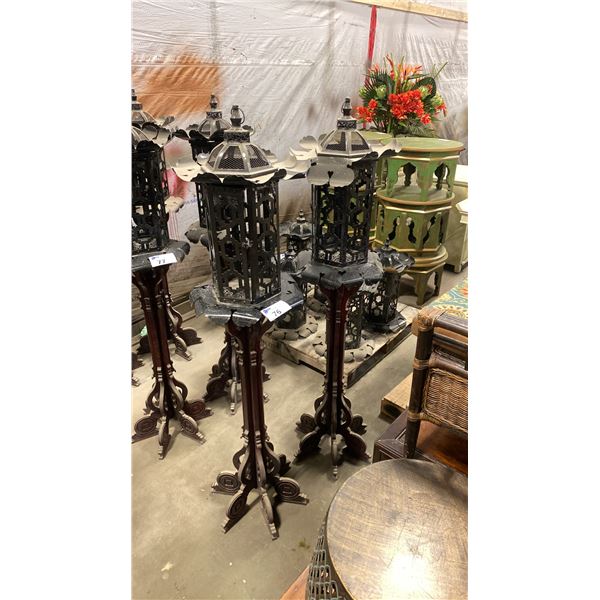 PAIR OF ASIAN WOOD/METAL LANTERN STANDS