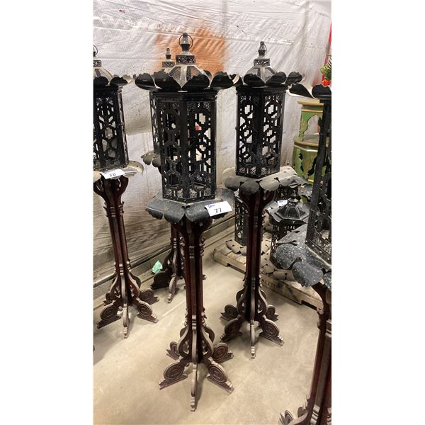 PAIR OF ASIAN WOOD/METAL LANTERN STANDS