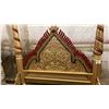Image 2 : 4 POSTER QUEEN SIZE BED FRAME PAINTED GOLD, RED & BLACK OVER SOLID MAHOGANY