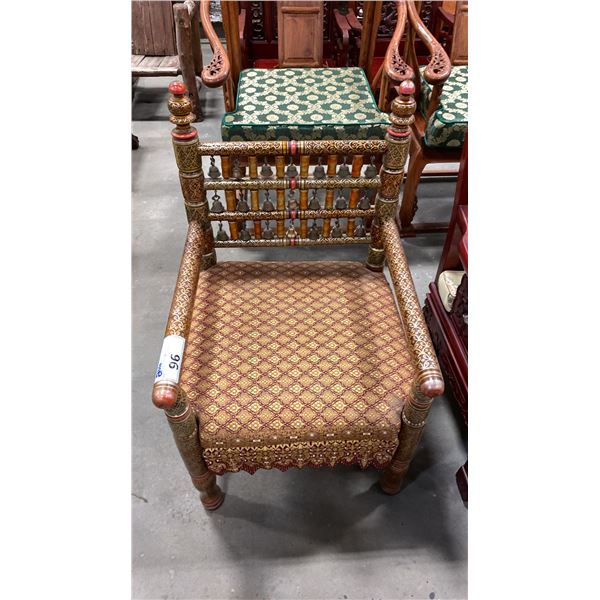 ASIAN DECORATIVE ARM CHAIR WITH BELLS