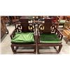 Image 3 : PAIR OF CARVED HARDWOOD ASIAN ARM CHAIRS WITH FLYING BATS AND DRAGONS MOTIF,