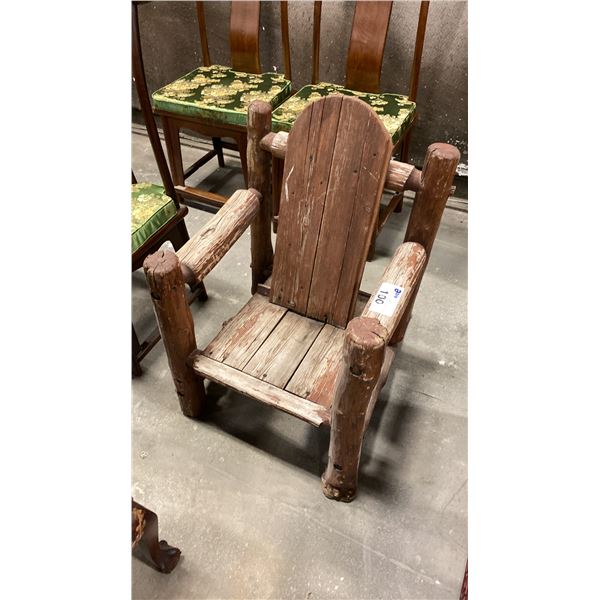 RUSTIC LOG ARM CHAIR