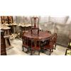 Image 1 : HEAVILY CARVED HARDWOOD ASIAN DINING TABLE WITH 9 SIDE CHAIRS