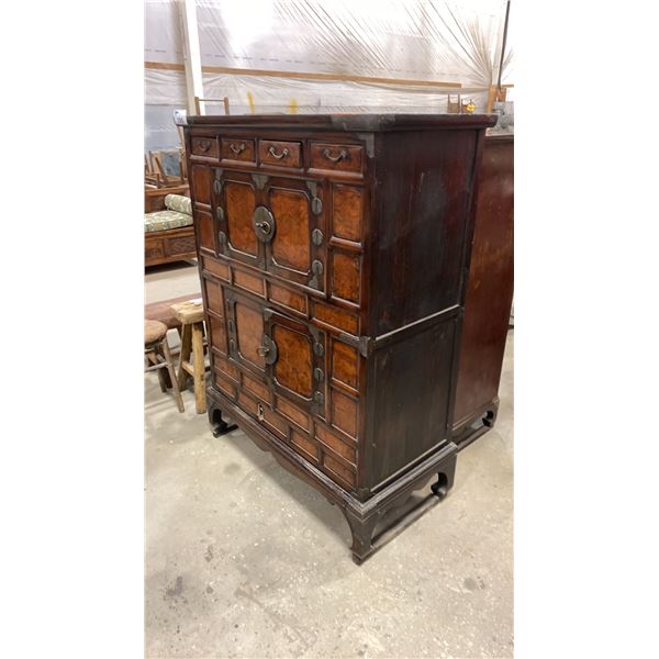 HARDWOOD WITH METAL ACCENTS ASIAN CABINET