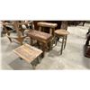 Image 2 : GROUP OF 4 RUSTIC WOODEN STOOLS