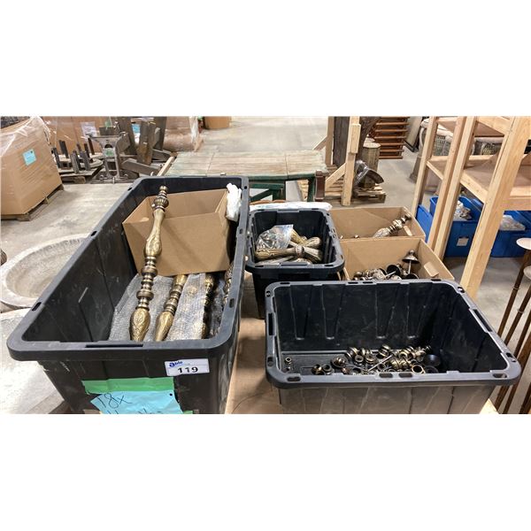 5 BOXES OF ASSORTED DECORATIVE FURNITURE HARDWARE, LEGS & HANDLES