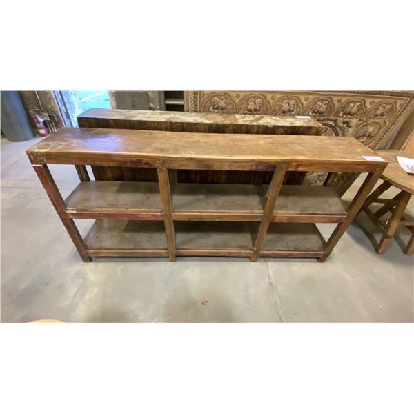 RUSTIC SOLID WOOD APPROX 6' SHELVING UNIT