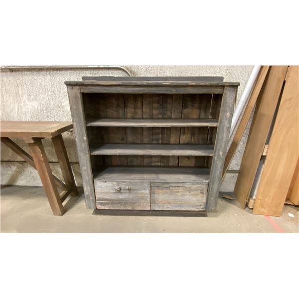 REPURPOSED PRIMITIVE LOOK 2 DRAWER SHELF UNIT