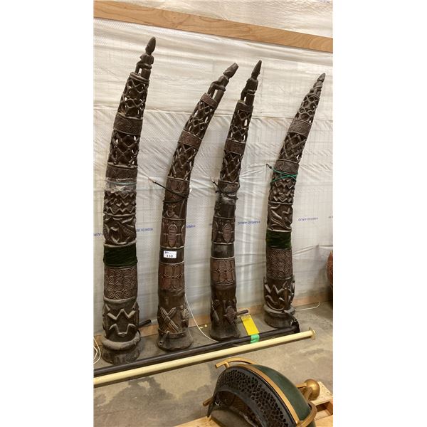 4 CARVED WOODEN AFRICAN FERTILITY BED FRAME POSTS *BED FRAME NOT INCLUDED*