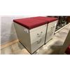 Image 2 : PAIR OF MOBILE PADDED TOP FILING CABINET STOOLS