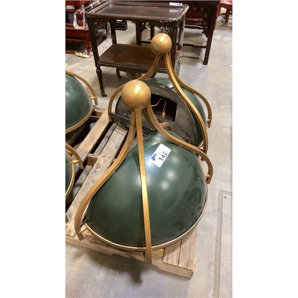 PAIR OF METAL GREEN AND GOLD WALL MOUNT HEATING SCONCES