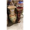 Image 1 : DECORATIVE ASIAN FLOOR VASE & WOODEN DECORATIVE FLOWER POT ON PEDESTAL
