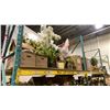 Image 1 : 2 SHELVES OF ASSORTED FAUX PLANTS/FLOWERS, FLOWER VASES/POTS & DECORATIVE ITEMS